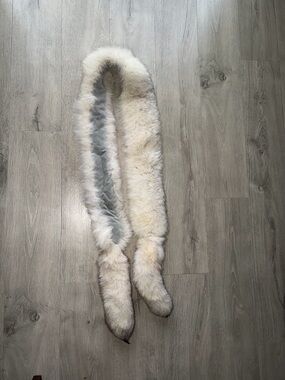 Long Cream Fur Stole Scarf
